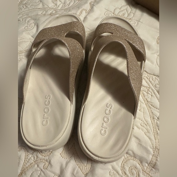 CROCS Women's Glitter Sandals - Beige - Picture 1 of 6